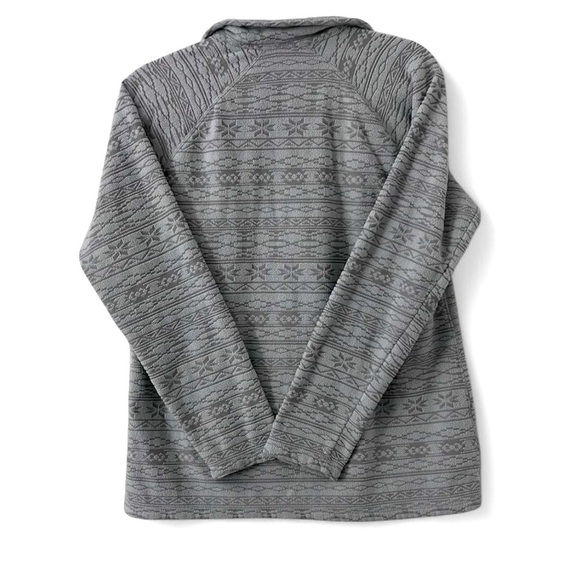 Eddie Bauer Gray Patterned Fleece Quarter Zip Sweater - Picture 2 of 4